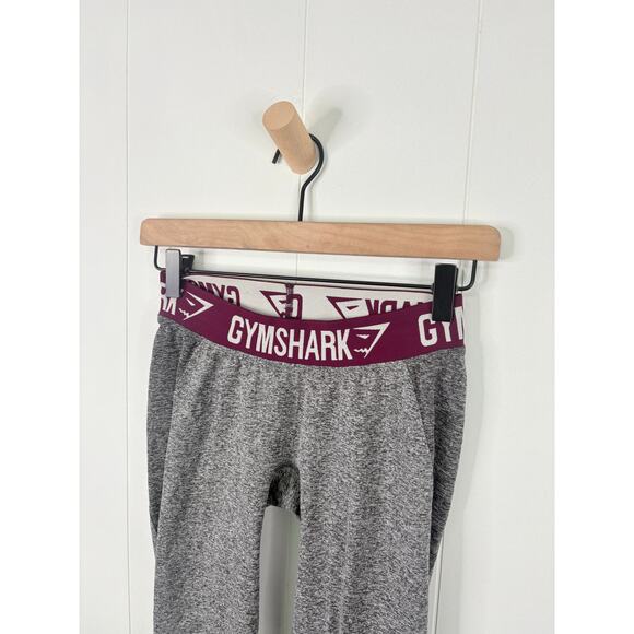 Gymshark Flex Cropped Leggings Womens Small Gray Burgundy Red Capri Activewear - Picture 3 of 8